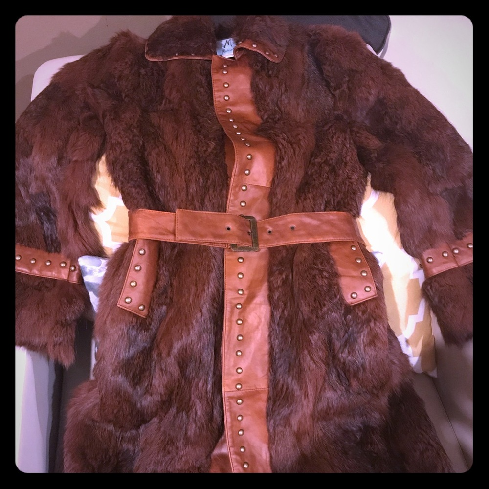 Full length rabbit fur coat
